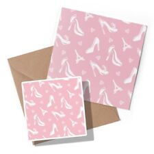 1 x Greeting Card & Sticker Set - Pink High Heels Paris Shopping #24558