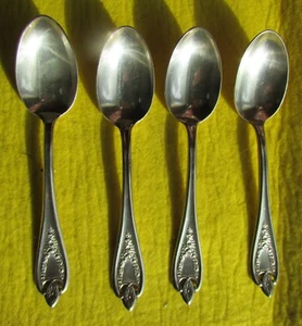 1911 OLD COLONY Pattern 4 Five O'clock Spoons by 1847 Rogers Bro Silver Plate - Picture 1 of 10