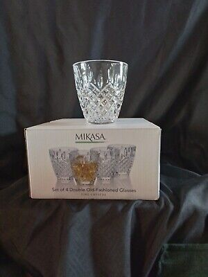 Mikasa Crystal Harding Double Old Fashioned Whiskey Glasses Set Of 4 • 30$