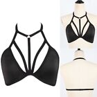 Trendy Women's Fashion Black Bra Top Crop Blouse with Sexy Hollow Out Detail
