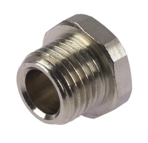 Nickel Plated Brass Hex Male Blanking Plug with Metric and BSP Parallel Threads - Picture 1 of 1