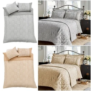 Bettdecke Quilt Cover Set & Luxus Jacquard Gesteppt Tagesdecke Single Double King Size - Bild 1 von 9