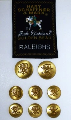 HART SCHAFFNER MARX replacement buttons 8 gold tone 2-part metal Good Used Cond. - Image 1 of 4