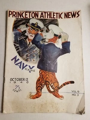 OCTOBER 12 1940 Princeton Athletic News TIGERS VS NAVY Game Program Magazine - Image 1 of 2