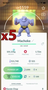 Pokemon TRADE - 5x Machoke !! Instant Evolve Machamp with no Candy ! - Picture 1 of 1