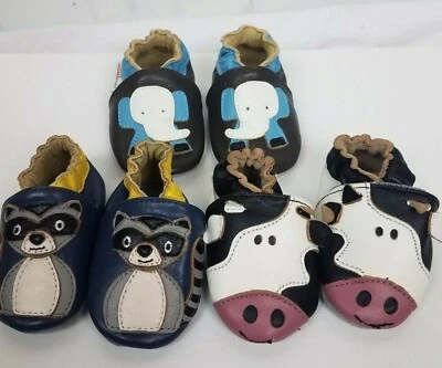 Bebé Momo Cuna Zapatos Animal Lindo Vaca Mapache Elefante Lote Mixto Talla 0-6 6-12 Foto 1 de 3