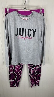 Conjunto de pijama para mujer JUICY COUTURE Tie Dye parte inferior gris deletreada manga larga M Foto 1 de 4
