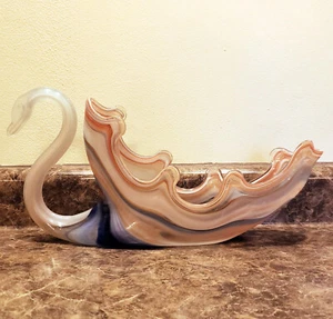Vintage Murano Style Swirl Design Swan Large Center Piece Bowl - Great Condition - Picture 1 of 5