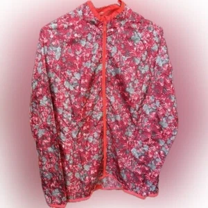 Mizuno Floral Print Running Jacket Lightweight Full Zip Pink Large - Picture 1 of 4