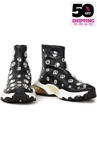 RRP€1030 VALENTINO GARAVANI Leather Sneakers US8 UK5 EU38 Black Embellished - Bild 1 von 8