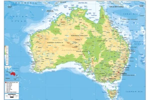 100x70cm Map of Australia Geography Poster Art School Classroom Mural Wall Chart - Picture 1 of 9
