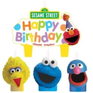 Sesame Street Party Molded Candle Set Cake Topper Birthday Supplies 4 Piece New - Picture 1 of 1