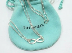 Tiffany & Co. Sterling Silver Infinity Pendant Double chain Necklace - Picture 1 of 5