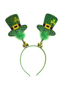 ST PATRICK'S DAY WIGGLY HEAD BAND BOPPER WITH FUR FANCY DRESS ACCESSORY - Picture 1 of 1