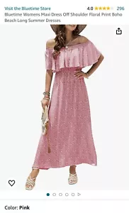 Bluetime Women’s Maxi Dress Off The Shoulder Floral Print Long Summer Dress XL - Picture 1 of 5