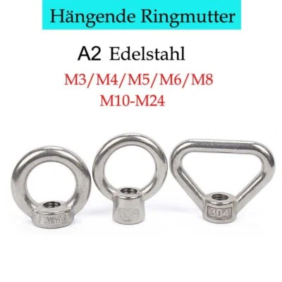 Ringmutter Edelstahl A2 V2A dreieckige Hubringmutter M3 M4 M5 M8 M10-M24 DIN 582 - Bild 1 von 4