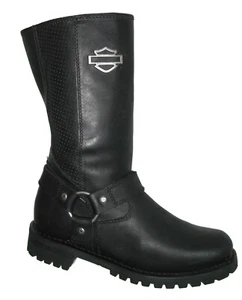 Harley Davidson Zip Harness Motorcycle Boots Womens USA Sz 8.5 EU 39.5 Black - Picture 1 of 19