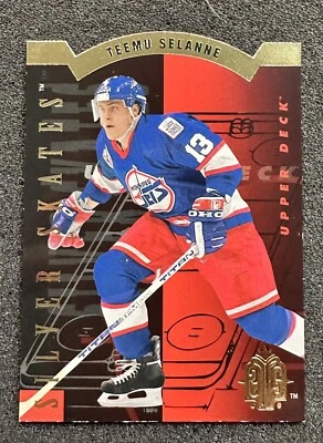1993-94 Upper Deck Hockey Silver Skates Die Cut Gold Teemu Selanne #R2 MINT - Image 1 of 2