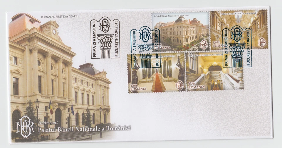 Romania 2013, National Bank palace, FDC, gold edition, number 937 - Image 1 of 1