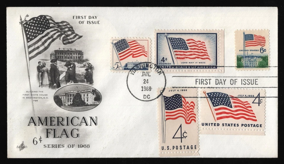 #1338 6c Flag Over White House-Combo, Art Craft H/C FDC **ANY 5=FREE SHIPPING** - Image 1 of 1
