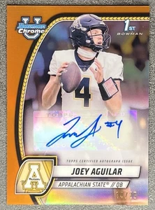 Joey Aguilar 2024 Bowman Chrome Orange Refractor Auto 14/25 RC TN QB Color Match - Bild 1 von 2