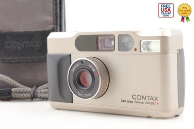 [MINT w/ Case]  Contax T2 Titan silver 35mm Point & Shoot Film Camera From JAPAN - Image 1 of 4