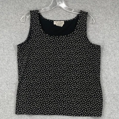 Top Evan Picone para mujer L negro floral sin mangas ajustado tejido carrera elegante Foto 1 de 4