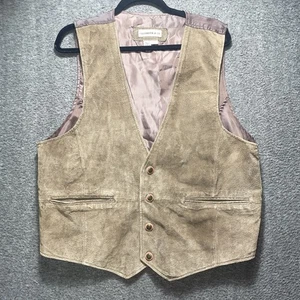 Chaleco Colebrook & Co Para Hombres L Marrón 100% Cuero Gamuza Western 3 Presión Forrado Frontal - Imagen 1 de 11