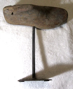 Antique Wooden Shoe Mold Solid Wood Heavy Duty Metal Stand - Picture 1 of 9