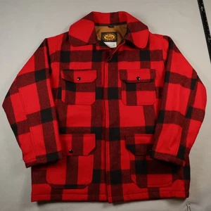 Vintage WOOLRICH Jacket Mens 44 Buffalo Plaid Mackinaw Wool Hunting Coat Red - Picture 1 of 8
