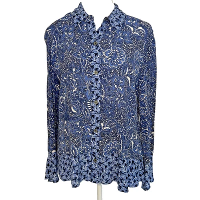 Blusa Habitat Clothes to Live In Azul Viscosa Floral Mangas Campana En Niveles Talla S Foto 1 de 4