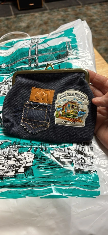 Комплект из 2 винтажных джинсовых клатчей San Francisco кошелек для монет, пластиковая сумка для покупок - Изображение 1 из 4