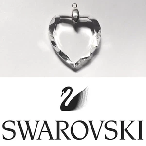 Swarovski ® Crystal 6225 28mm Faceted Flat Heart Pendant Sterling Silver Loop - Picture 1 of 14