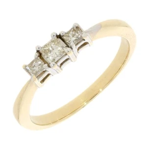 Princess Cut Diamond Trilogy Ring 9ct Yellow Gold 0.35cts Pre Owned CH1247 - Picture 1 of 6