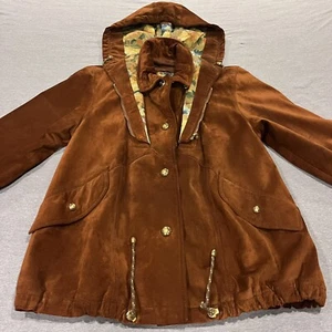 Vtg Peruzzi Vera Pelle Ultra Soft Suede Women's Cowgirl Hooded Equestrian Coat - Picture 1 of 13