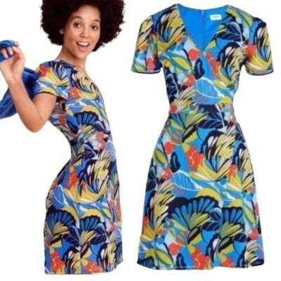 Vestido J Crew Tropical Multicolor Floral Imitación Envolvente Para Mujer Talla 2 Nuevo Foto 1 de 4