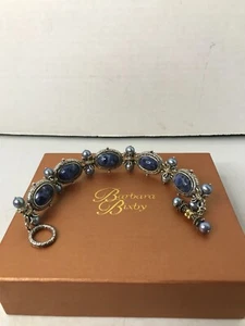 Barbara Bixby Sterling Silver & 18k Gold Bracelet Sodalite & Blue Pearl 7” - Picture 1 of 10
