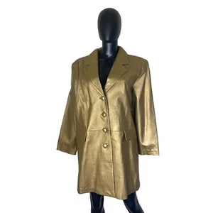 Venezia Gold Leather Jacket Women Size B4 (L-XL) - Picture 1 of 6