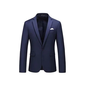 Men’s Navy slim fit suit blazer, sport coat jacket with 1-button & lapel - Picture 1 of 5