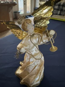 Vtg WAX 7” Angel Germany KOESTEL Tree Topper Ornament Holding Horn Trumpet - Picture 1 of 13