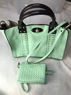 Charming Charlie Women's Green 13” Wide Purse W/removable Inner Purse & Wristlet