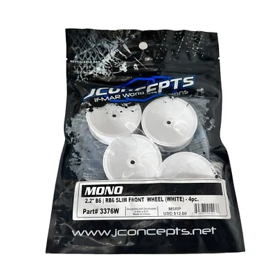 JConcepts Mono 2.2" RB6 Slim Front Wheel (4) White B6 #3376W New Sealed - Image 1 of 4