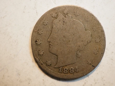 1884 LIBERTY HEAD 5 CENTS *AKA V NICKEL* - FREE SHIPPING! - A1765 Cover