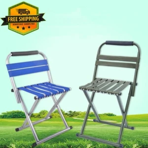 Portable Folding Camping Chair with Backrest - Lightweight Outdoor Stool - Picture 1 of 11