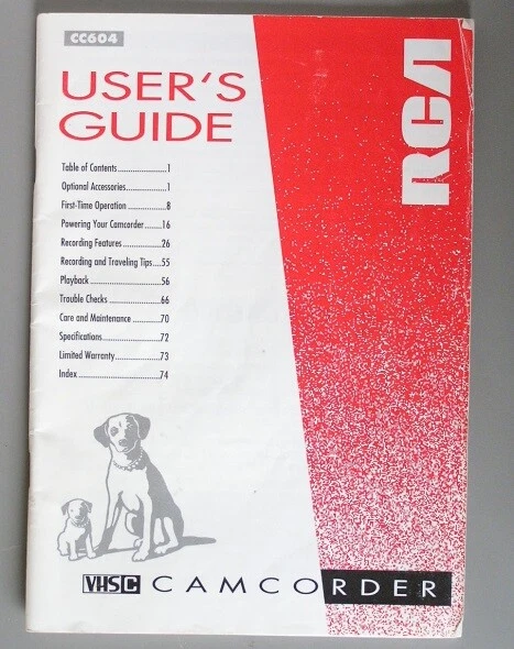 Guía del usuario de la videocámara VHSC RCA CC604 (número de pieza 94-CC604-1R1) Foto 1 de 1