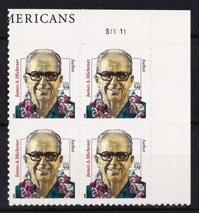 US 2008 James Michener Plate Block  (3427A) . Mint Never Hinged - Picture 1 of 1