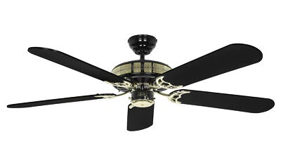 Ceiling Fan With Tieback Living Room Black Magic 132 CM Black - Image 1 of 4