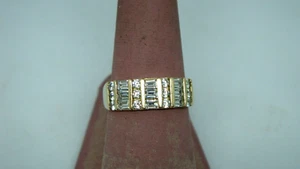 SOLID 14K YELLOW GOLD BAGUETTES & ROUND CZ RING SIZE 10.75 - VERY NICE - Picture 1 of 6