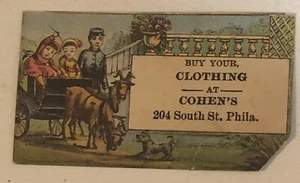 Cohen’s Clothing Victorian Trade Card Philadelphia Pennsylvania VTC1 - Bild 1 von 3