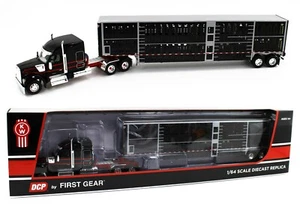DCP 1:64 *BLACK & RED* Kenworth W990 High Roof & WILSON LIVESTOCK TRAILER NIB - Picture 1 of 8